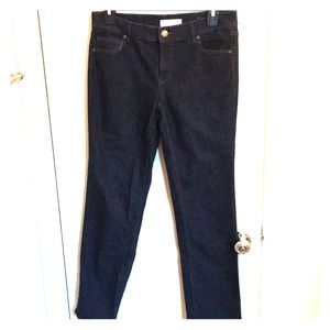 Loft, dark wash, straight leg jean